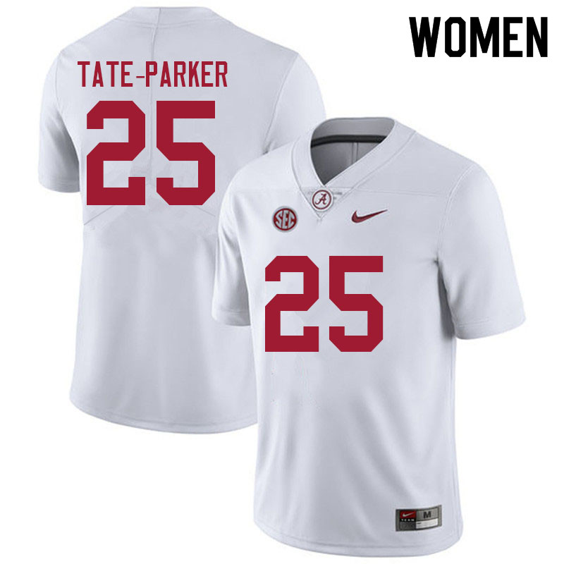 Women #25 Jordan Tate-Parker Alabama Crimson Tide College Football Jerseys Sale-White